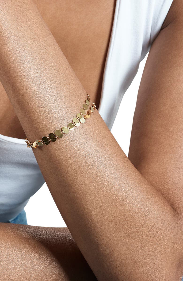 LANA 14K Gold Layered Laser Disc Chain Bracelet, Alternate, color, 