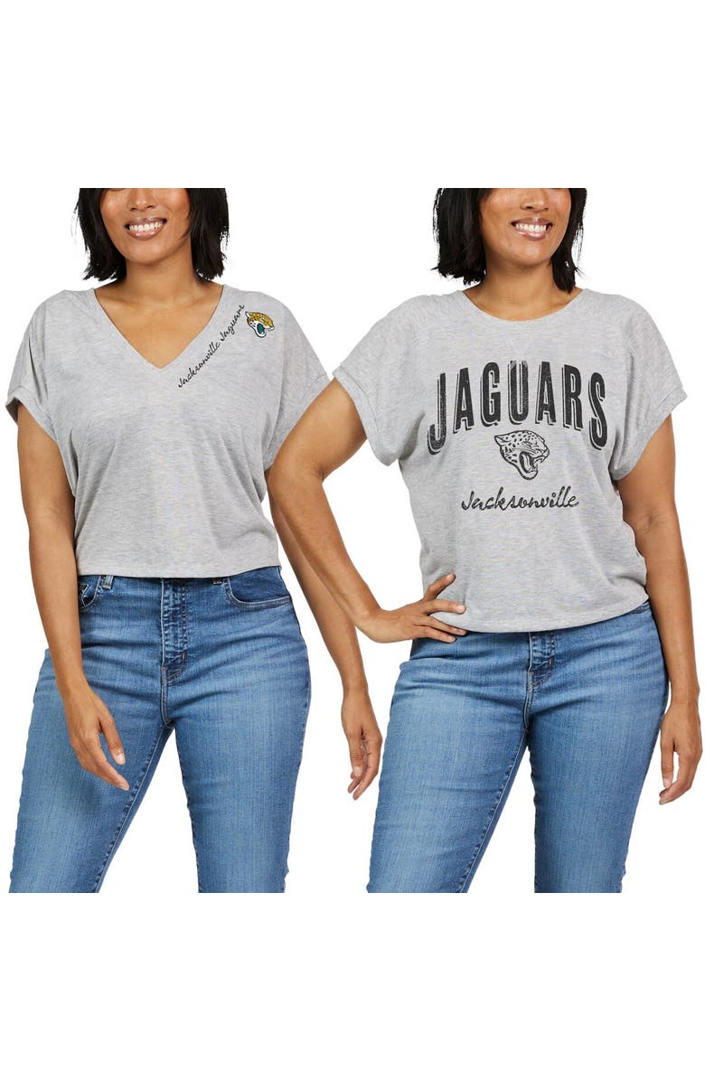 WEAR by Erin Andrews Women's WEAR by Erin Andrews Heather Gray Jacksonville Jaguars Reversible T-Shirt, Alternate, color, 