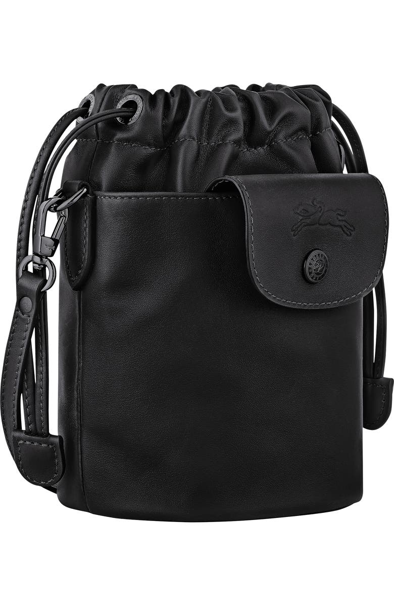 Longchamp Extra Small Le Pliage Xtra Leather Bucket Bag, Alternate, color, Black