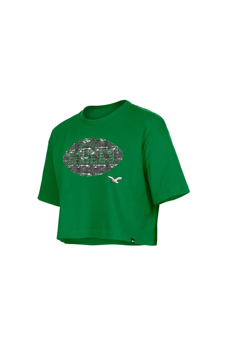 New Era Girl's New Era Kelly Green Philadelphia Eagles Flip Sequin Boxy T-Shirt, Alternate, color, Kelly Green