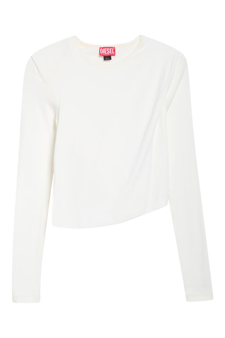 Rucked-Up Crop Long Sleeve Rib T-Shirt, Main, color, OFF/WHITE