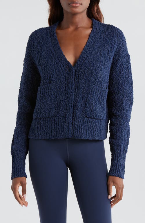 Shop Lunya Textured Cotton Snap Front Cardigan In Deep Blue