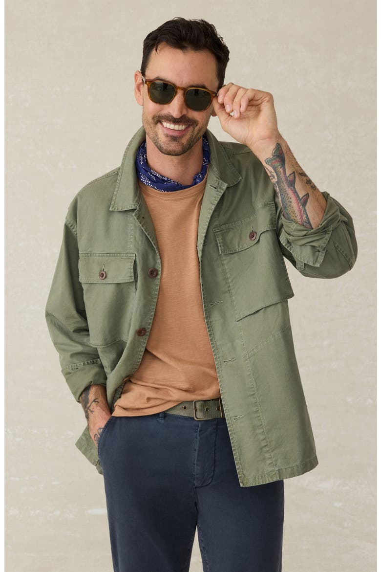 Commander Cotton & Linen Button-Up Shirt Jacket, Alternate, color, SPRING FOREST