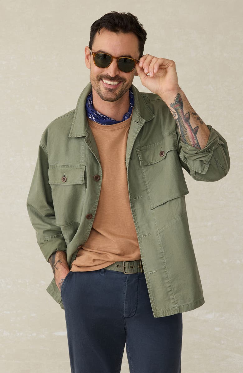 Faherty Commander Cotton & Linen Button-Up Shirt Jacket, Alternate, color, Spring Forest