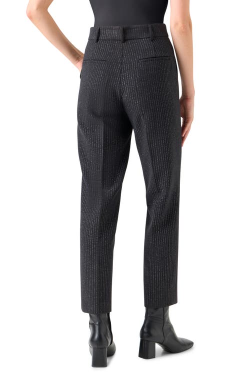 Akris Punto Metallic Pinstripe Slim Ankle Pants In Black
