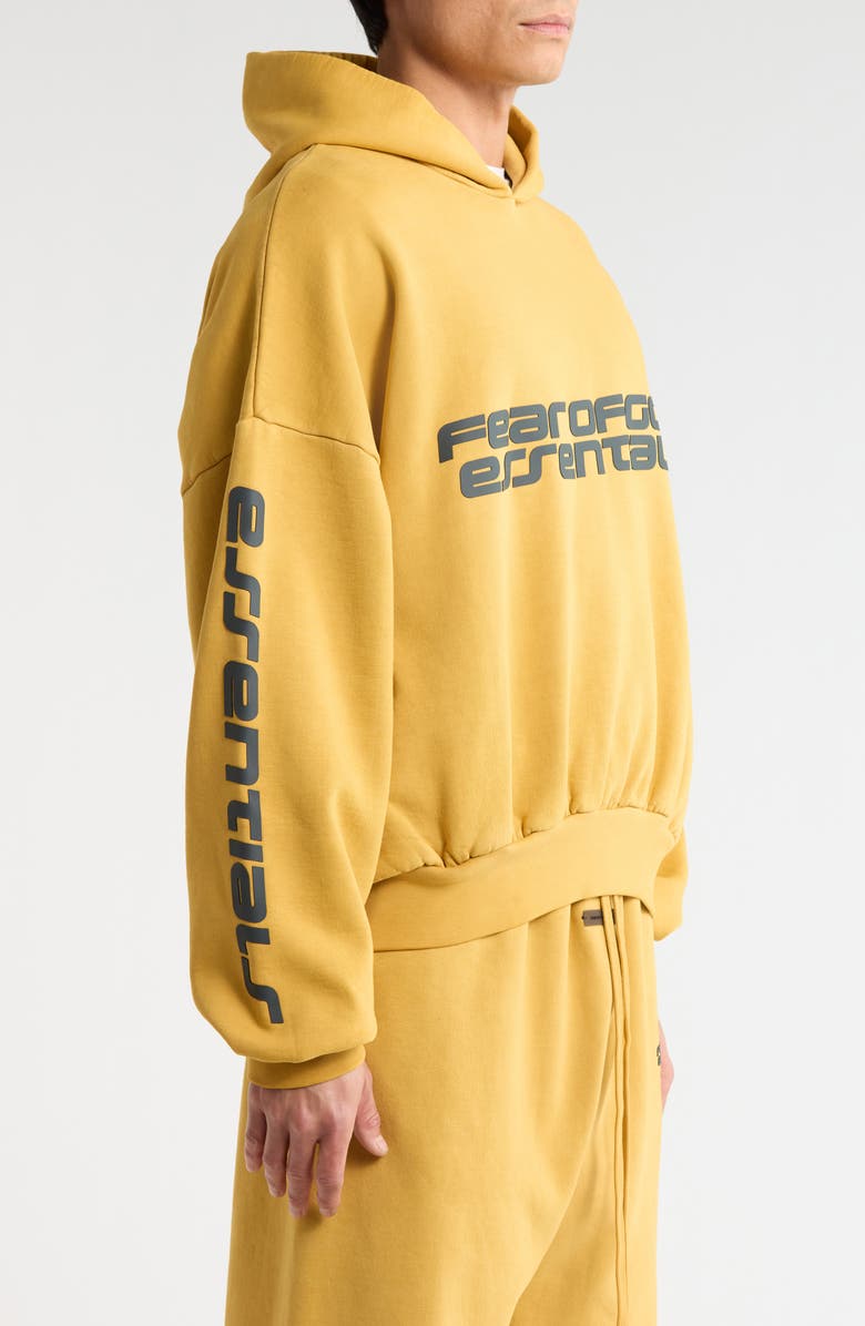 Fear of God Essentials Cotton Relaxed Crop Hoodie, Alternate, color, Canyon