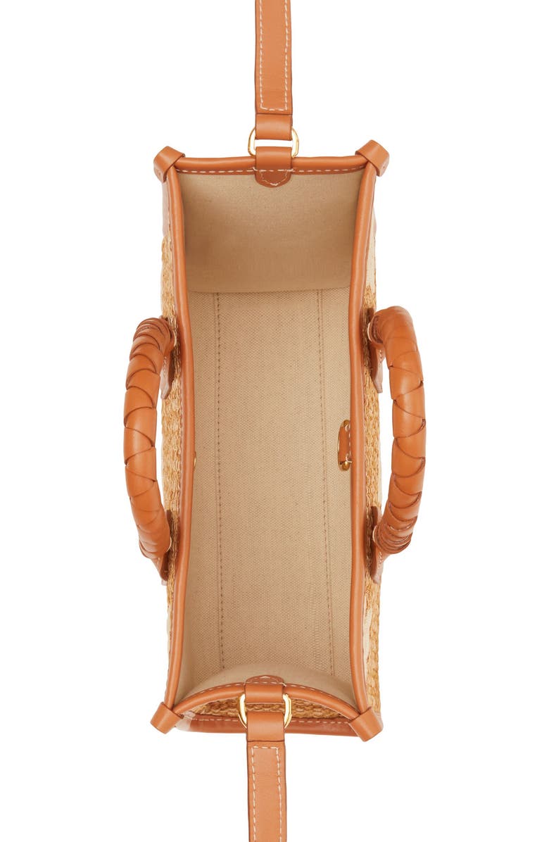 Burberry Mini Freya TB Monogram Raffia Tote, Alternate, color,