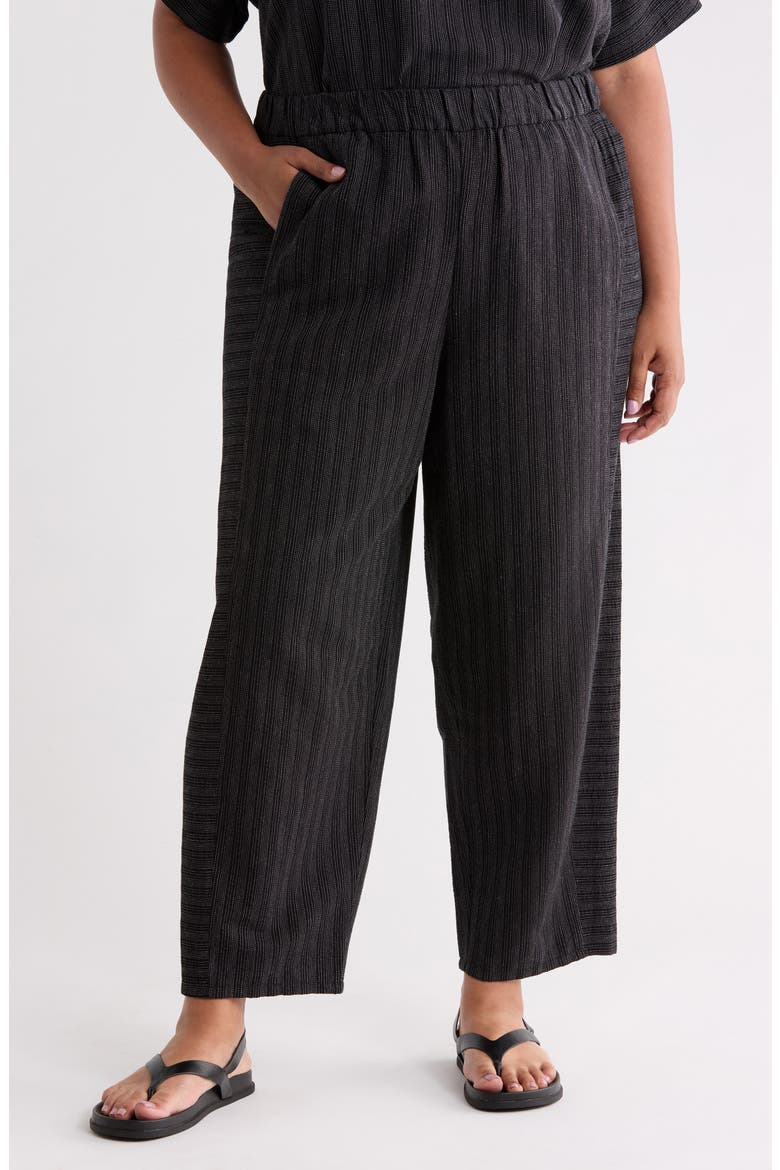 Pinstripe Lantern Ankle Pants, Main, color, BLACK/ WHITE