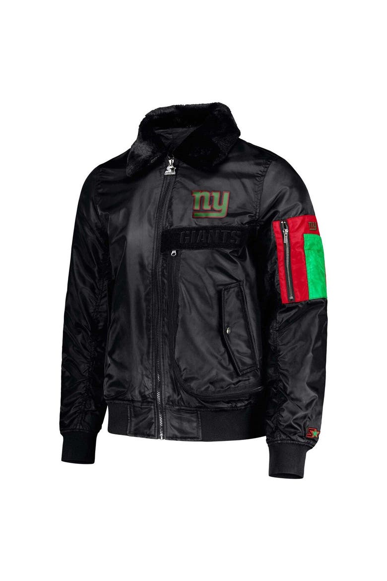 Men's Starter x Ty Mopkins Black New York Giants Black History Month Satin Full-Zip Jacket, Alternate, color, Black