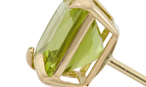 Fuzion Creations Princess Cut Stud Earrings In Peridot Gold