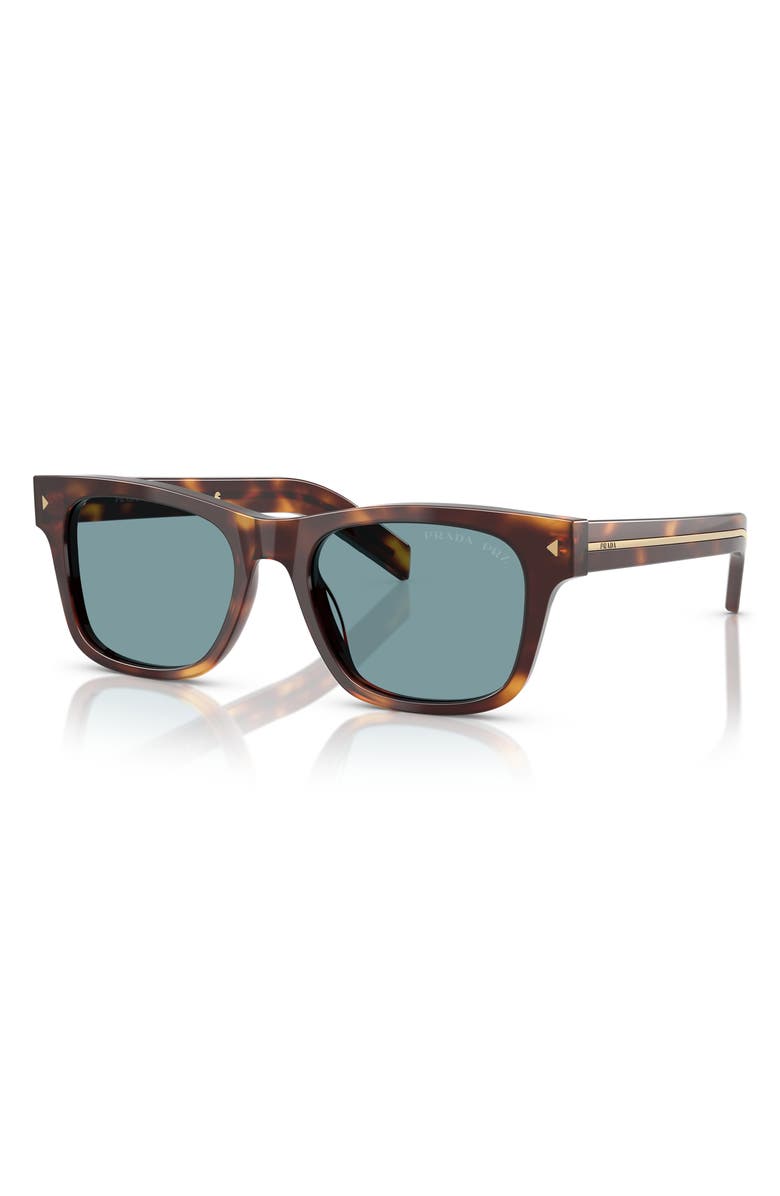 Prada 55mm Polarized Rectangular Sunglasses, Alternate, color, Green Tortoise
