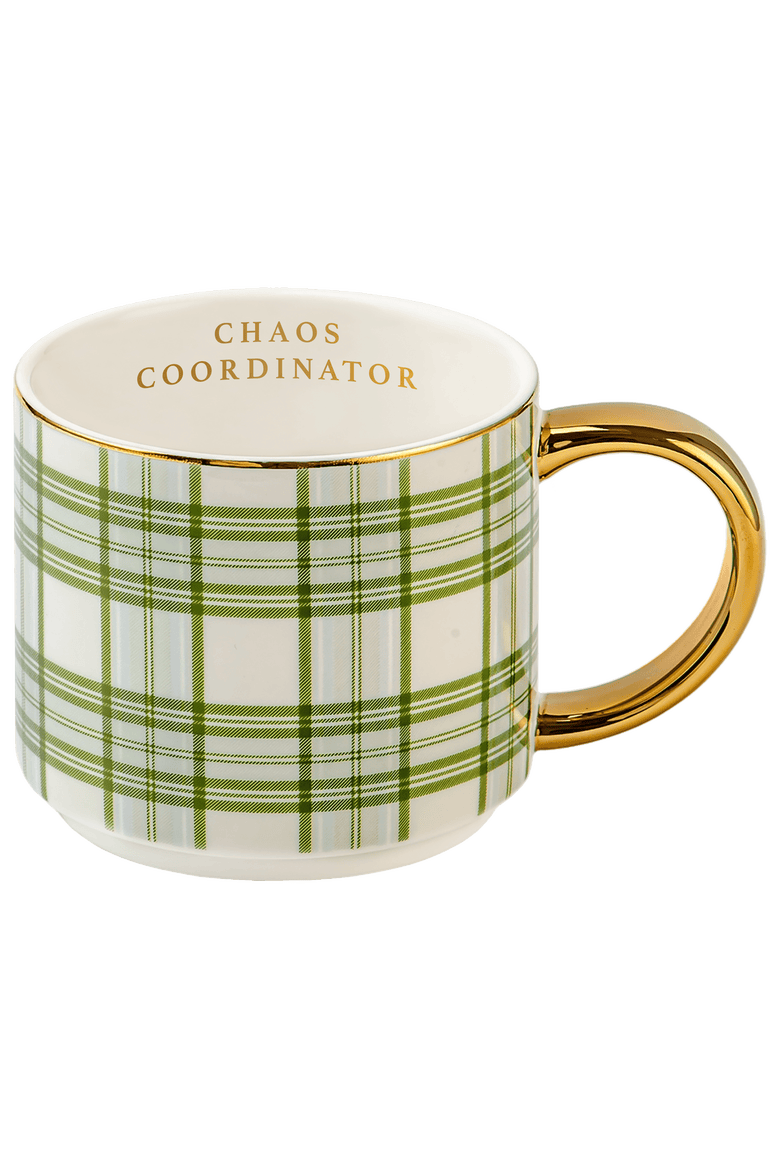 Patterned 14 oz Gold Handle Coffee Mug, Main, color, Chaos Coordinator