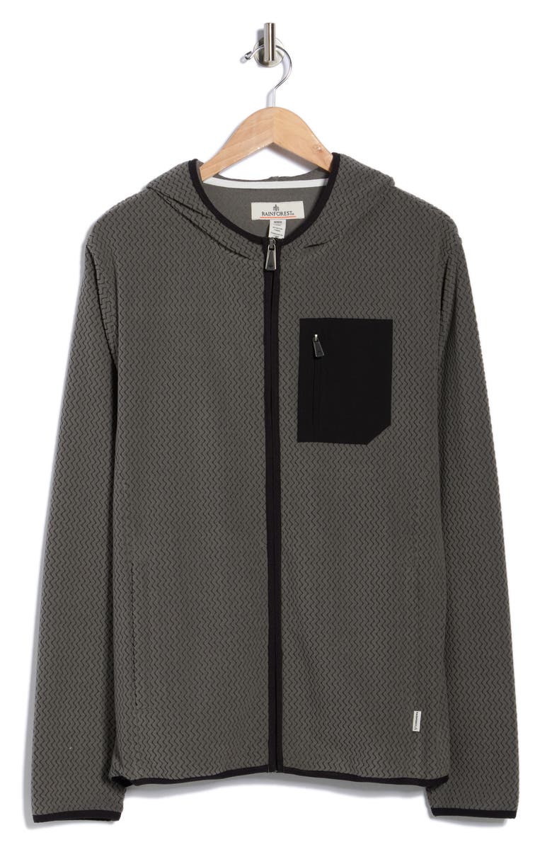 Rainforest Vault Chevron Knit Zip Hoodie, Alternate, color, Gunmetal