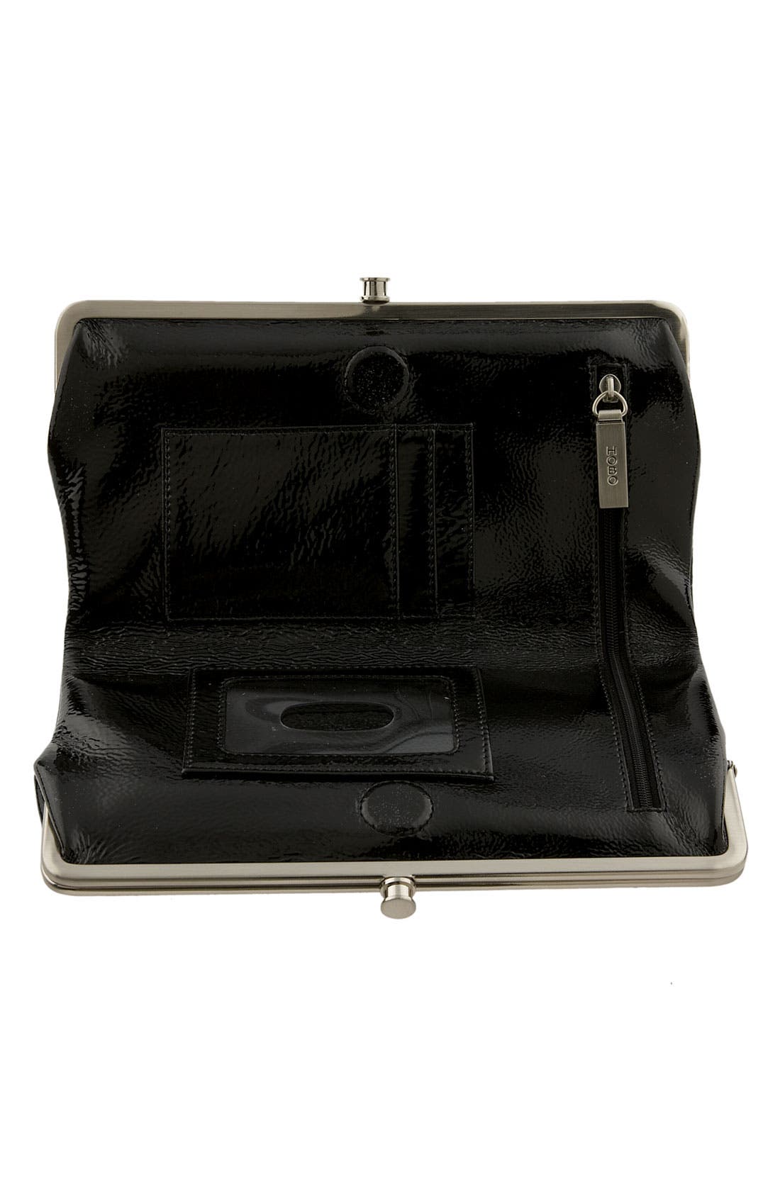 'Belinda' Double Frame Patent Clutch, Alternate, color, BLACK
