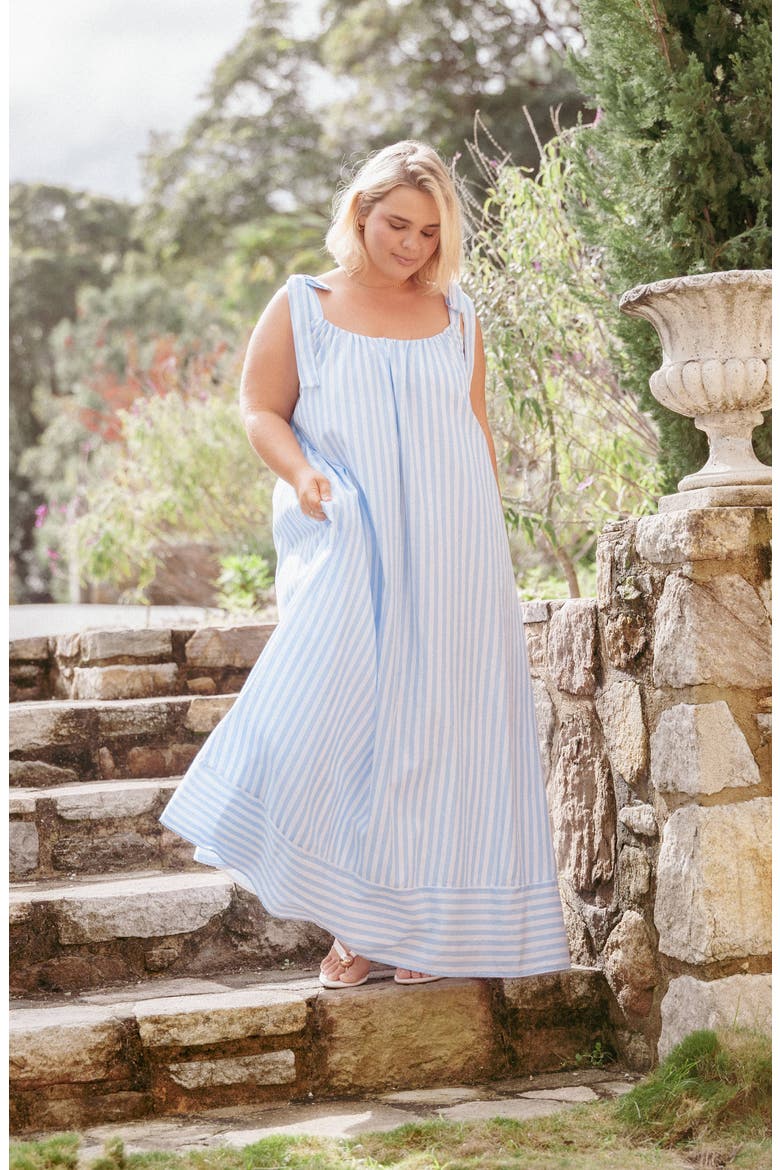 Amber Striped Cotton Maxi Dress, Alternate, color, PALE BLUE STRIPE