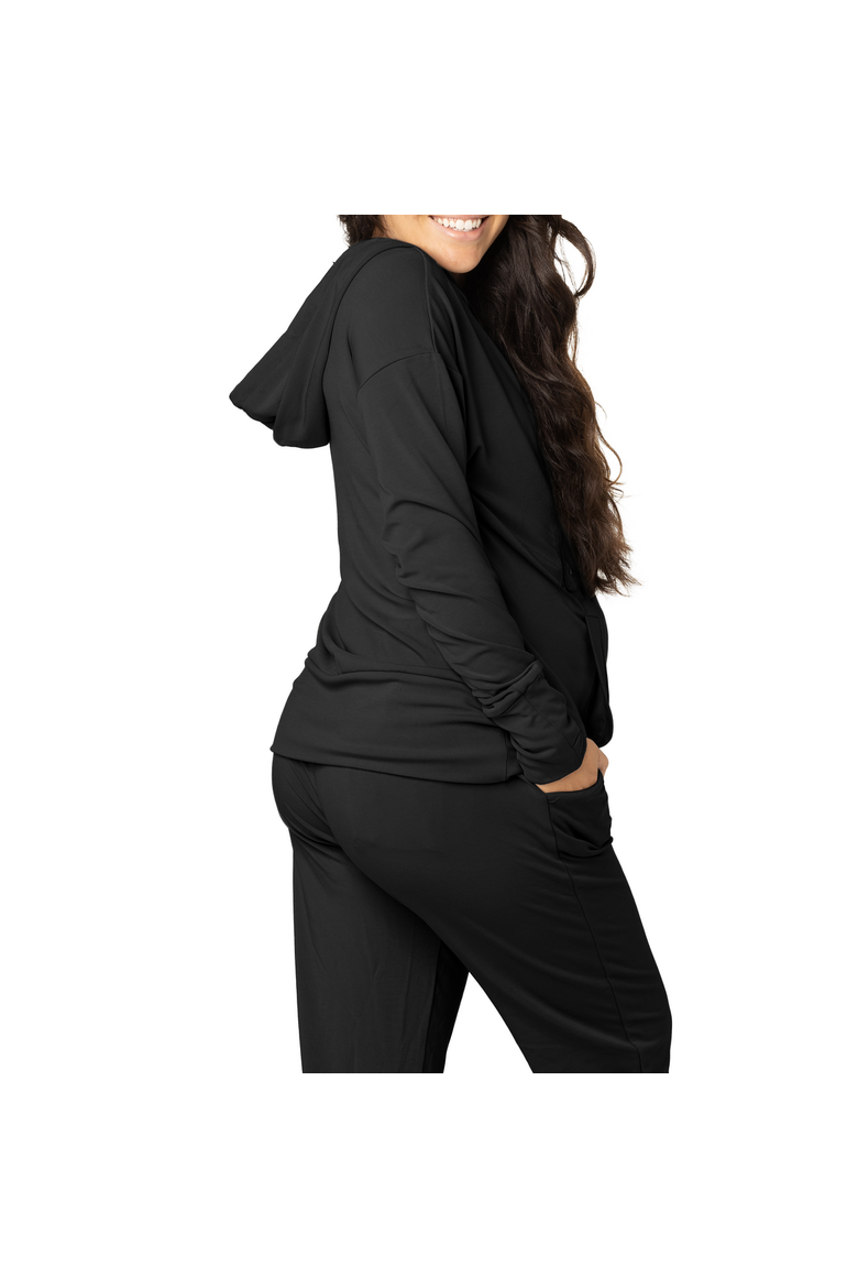 Relaxed Fit Nursing Hoodie, Alternate, color, BLACK