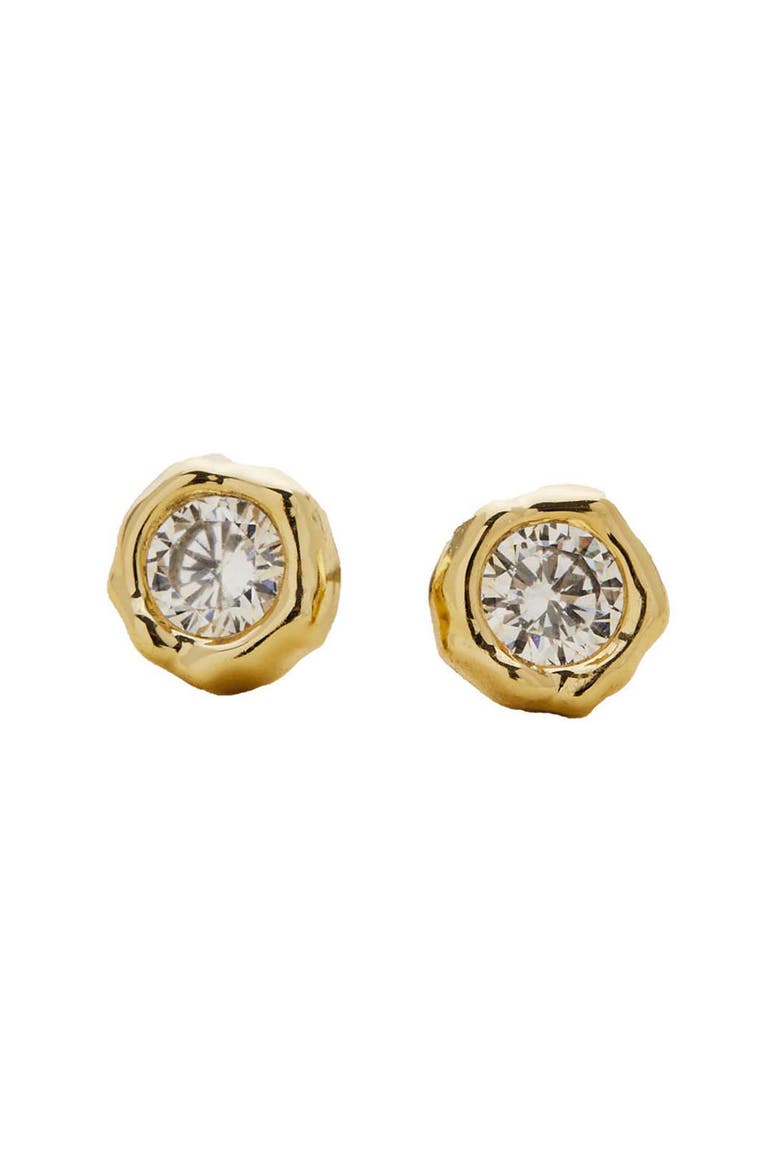 Asterales Molten Bezel Stud Earrings, Main, color, GOLD