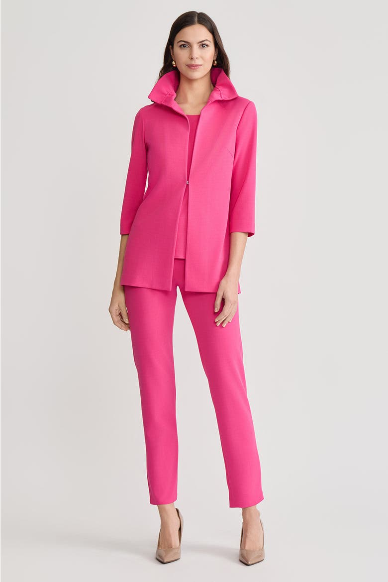 Heritage Ruffle Neck Deco Crepe Jacket, Alternate, color, Carmine Rose