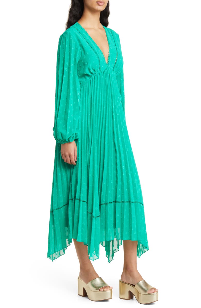 ASOS DESIGN Pleated Dobby Midi Dress, Alternate, color,