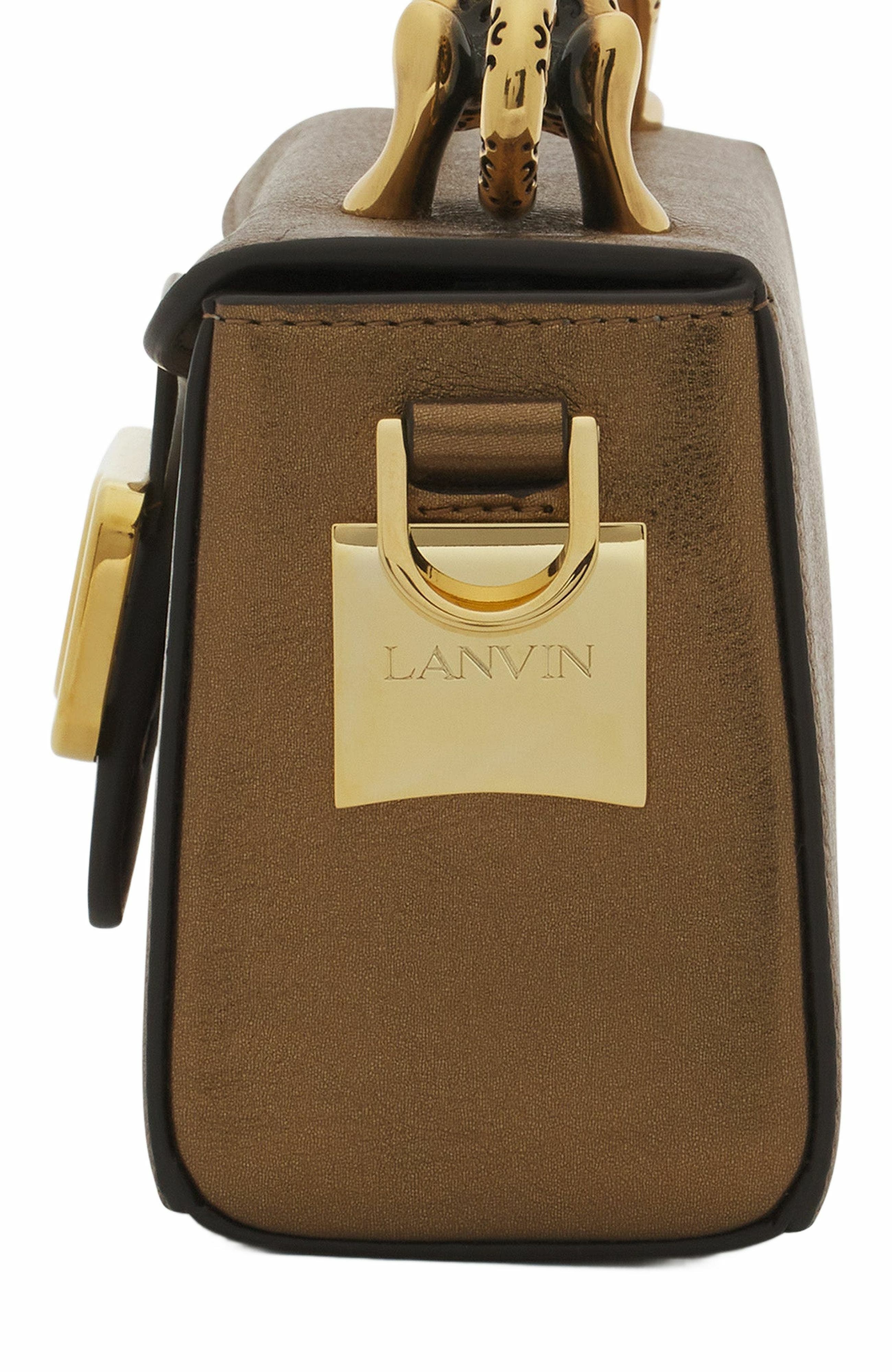 Lanvin NANO PENCIL CAT BAG IN METALLIC GRAINED LEATHER, Alternate, color, 