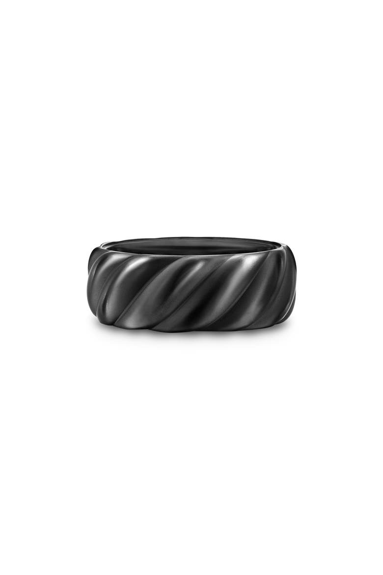 Men's Sculpted Cable Band Ring in Black Titanium, 9mm, Alternate, color, BLACK TITANIUM