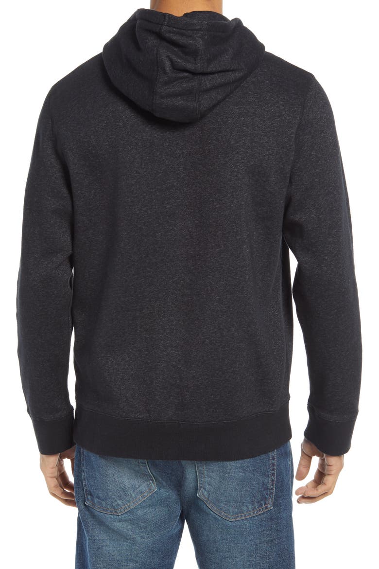 Marled Cotton Blend Pullover Hoodie, Alternate, color, BLACK CAVIAR HEATHER