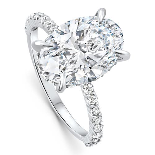 Bliss Diamond Certified 4.55ct Oval Diamond Side Halo Engagement Ring 14k Gold Lab Grown
