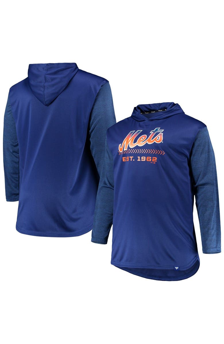 PROFILE Men's Royal/Heathered Royal New York Mets Big & Tall Wordmark Club Pullover Hoodie, Alternate, color, Royal