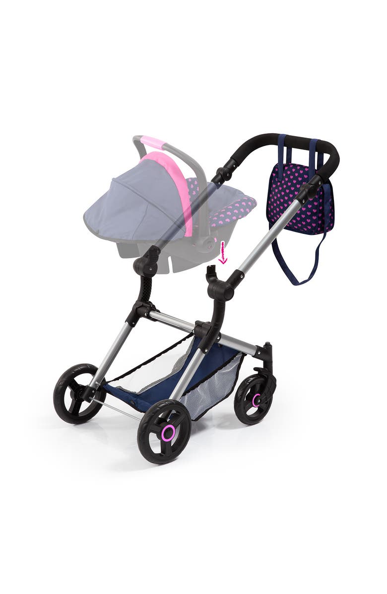 Bayer Design Vario Doll Pram with Adjustable Reversible Handle, Holds Dolls up to 52cm, Alternate, color, Multicolored