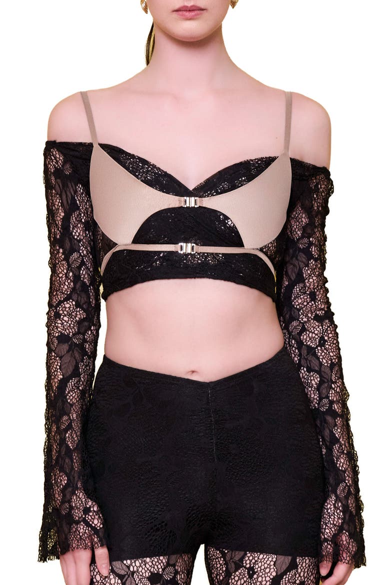 The Party Edit Lace Body With Contrast Bust Panel, Alternate, color, BLACK