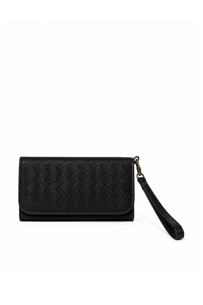 Woven Wristlet Wallet, Main, color, Black