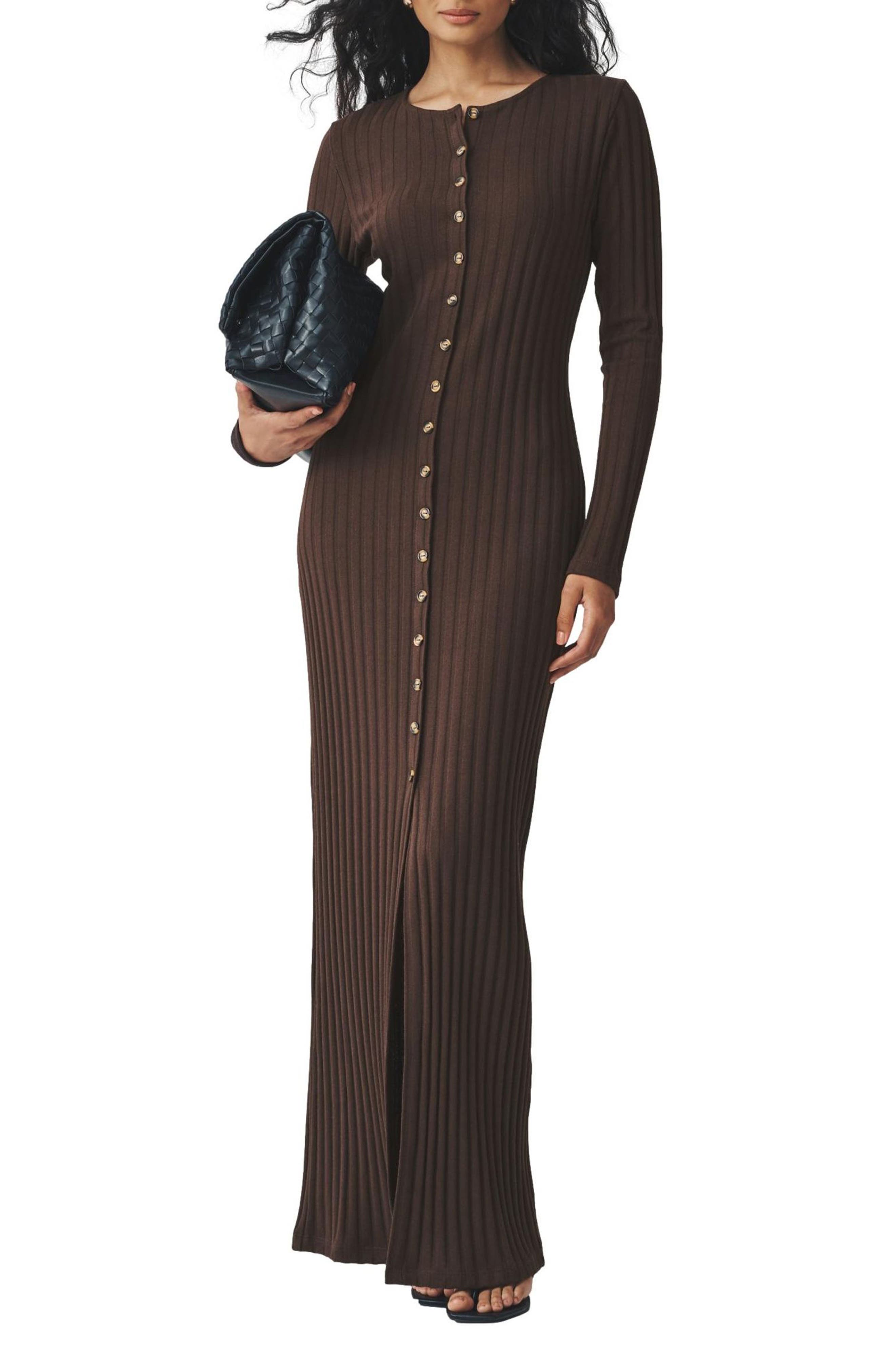 Long Sleeve Rib Maxi Dress
