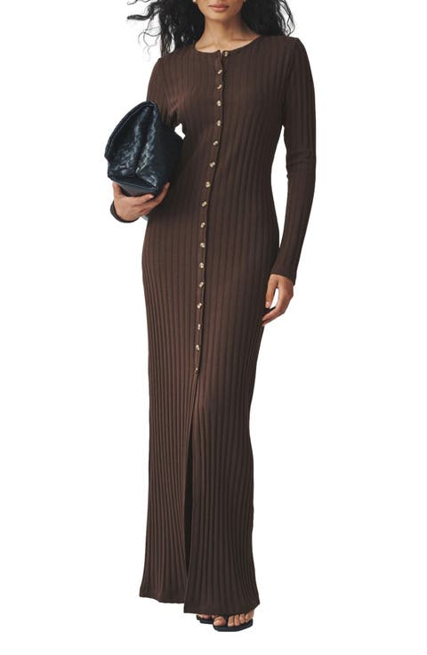 Long Sleeve Rib Maxi Dress