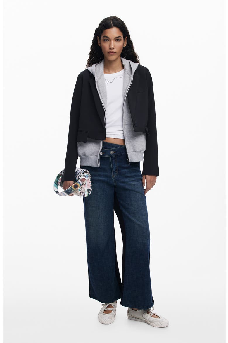Crossover Waist Wide Leg Jeans, Alternate, color, DARK BLUE