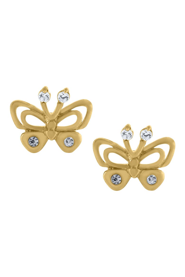14k Gold Butterfly Earrings, Alternate, color, GOLD