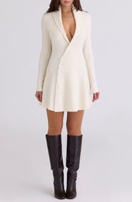 HOUSE OF CB Ayla Plunge Neck Rib Knit Sweater Dress