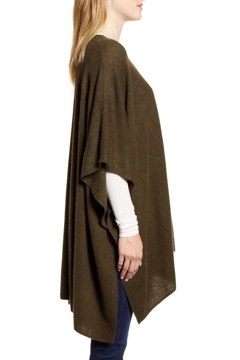 Wool & Cashmere Poncho, Alternate, color, OLIVE DARK