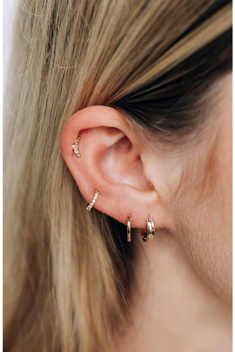 Cléo Croissant Diamond Stud Earring, Alternate, color, 14K YELLOW GOLD/ DIAMOND