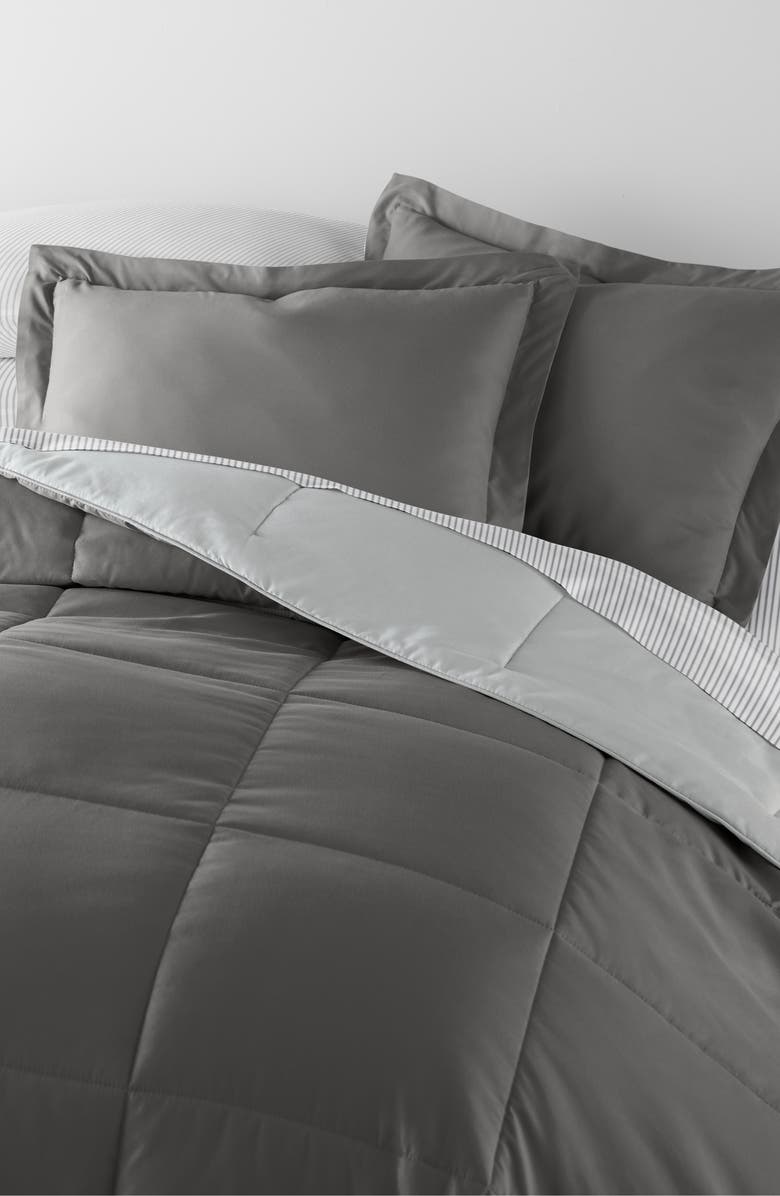 HOMESPUN 7-Piece Assorted Reversible Comforter Set, Alternate, color, Gray