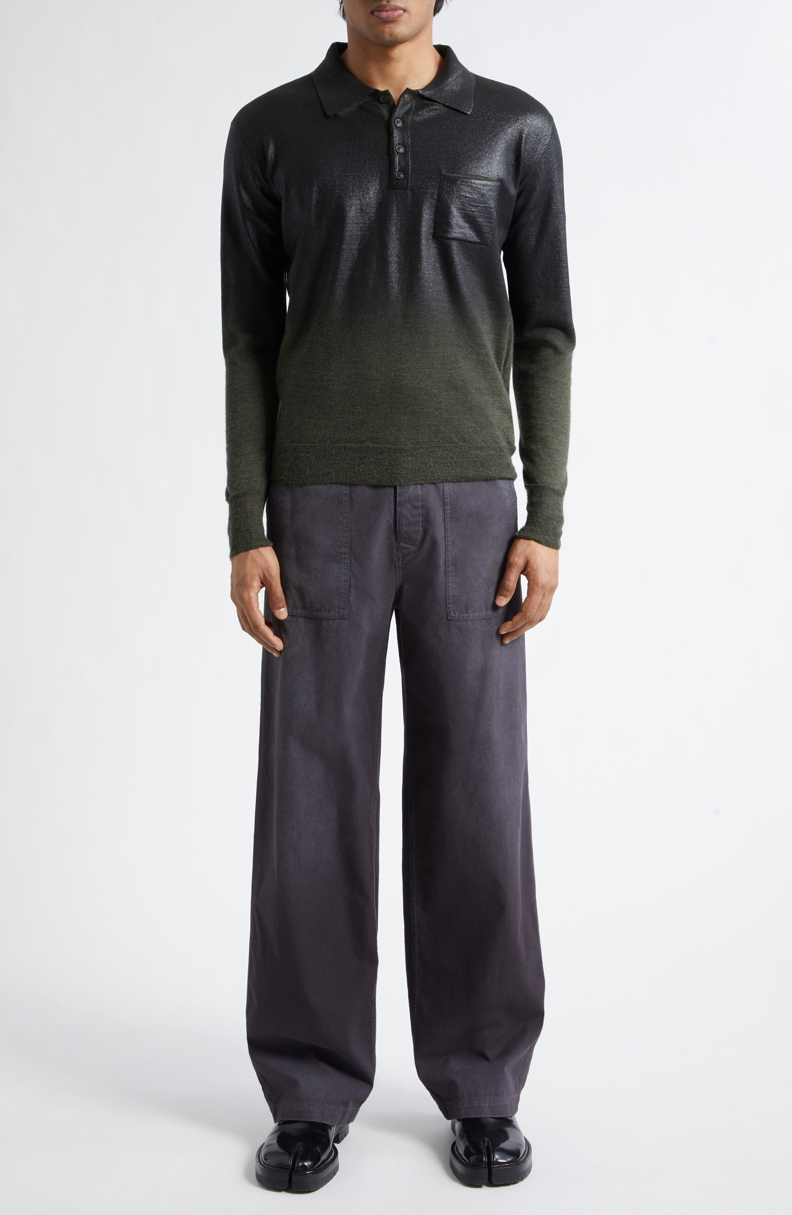 Maison Margiela Metallic Long Sleeve Polo (Men) | Nordstromrack