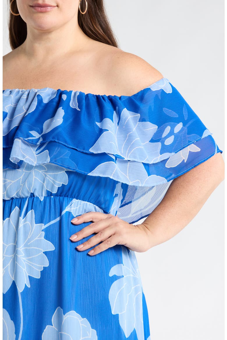 Seabloom Floral Gauri Off the Shoulder Maxi Dress, Alternate, color, COBALT-BLUE