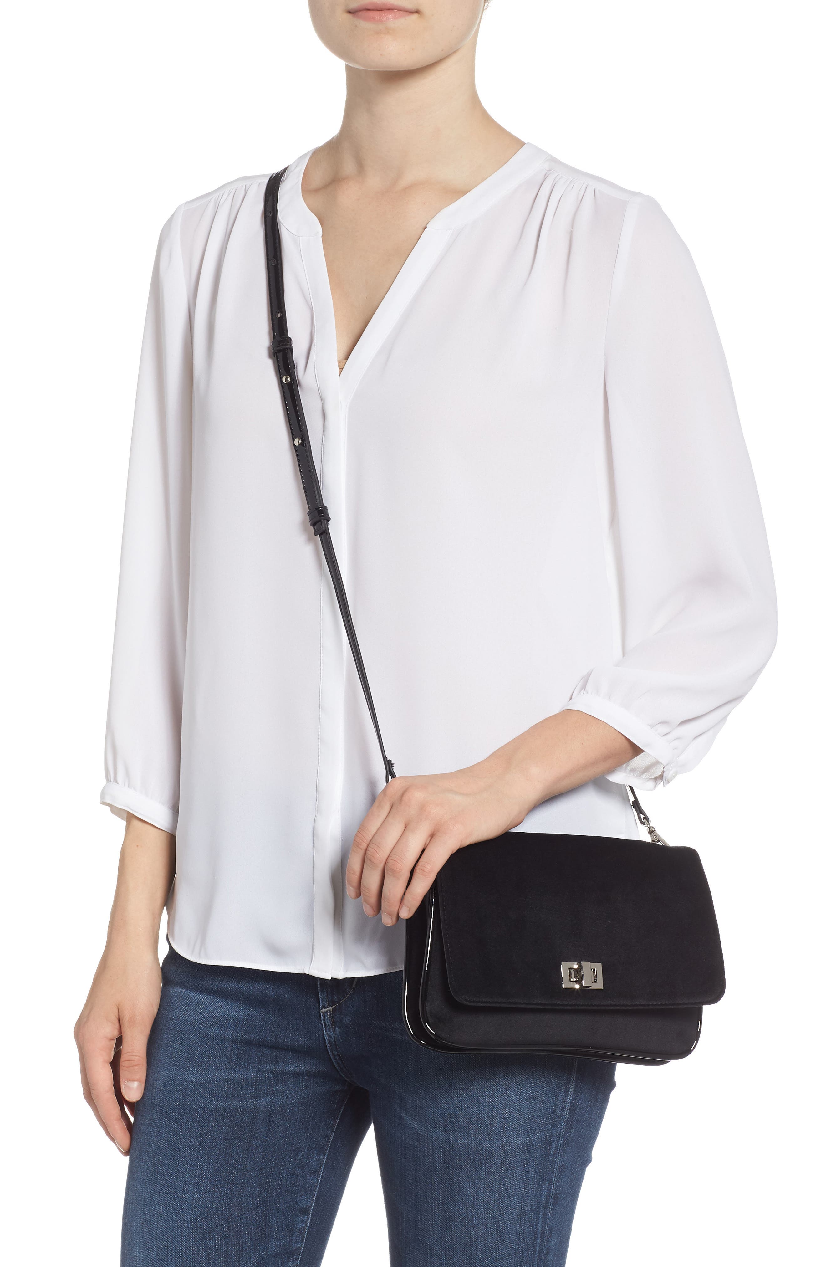 Velvet Crossbody Bag, Alternate, color, BLACK