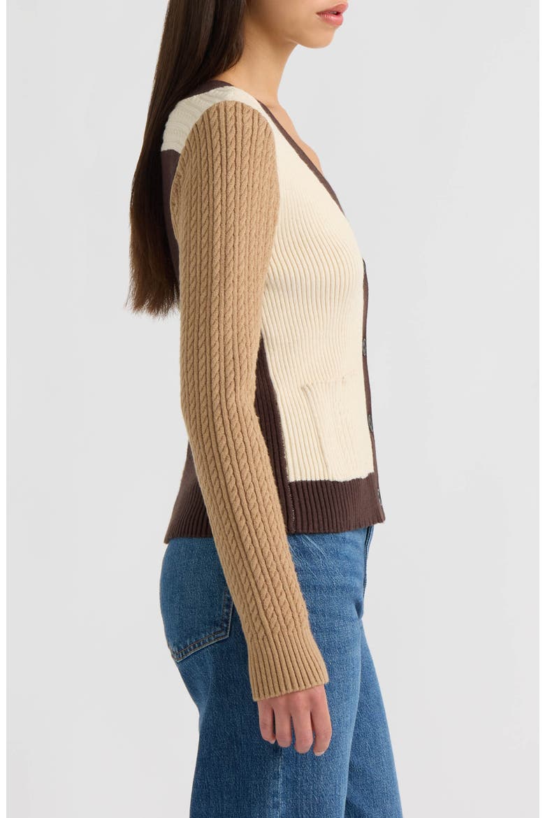 Colorblock Cable Cardigan, Alternate, color, OATMEAL