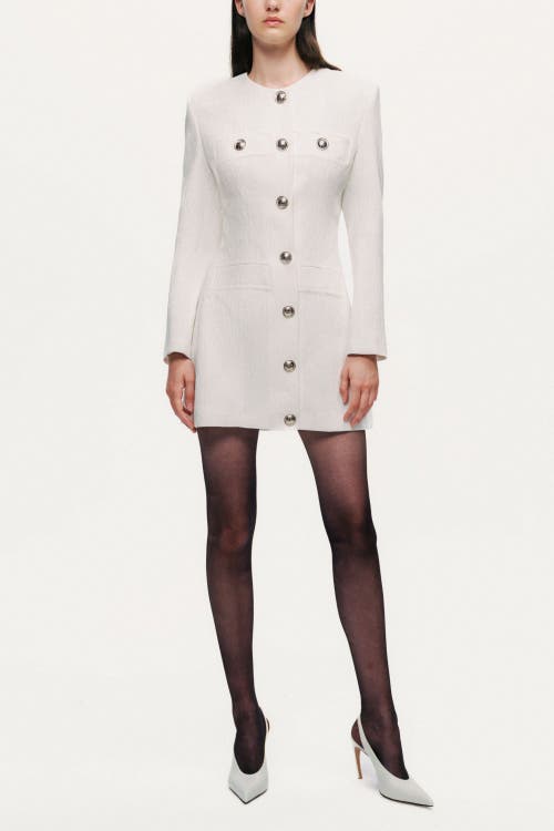 Nocturne Padded Shoulder Mini Dress In White
