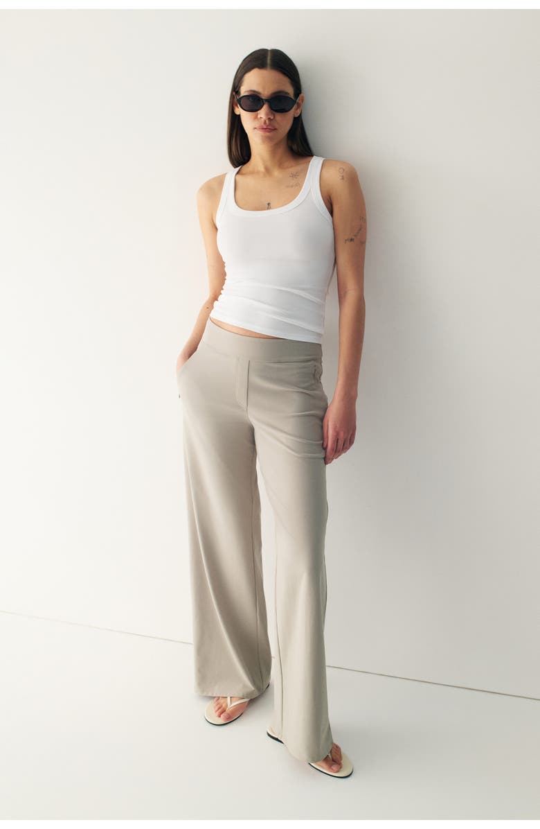 H&M Four-way Stretch Wide Trousers, Alternate, color, Beige