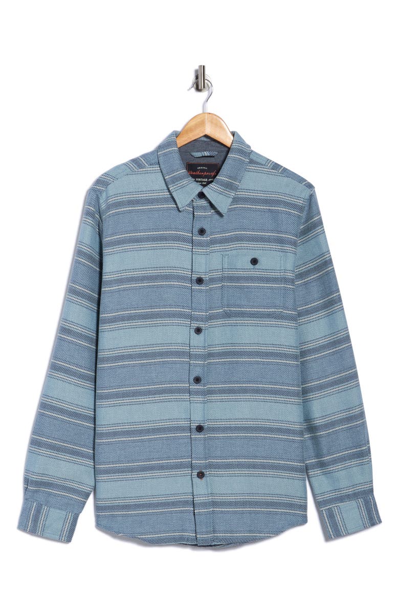WEATHERPROOF VINTAGE Stripe Twill Button-Up Shirt, Alternate, color, Blue