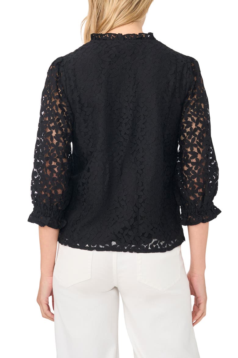 Lace Ruffle Tie Neck Top, Alternate, color, RICH BLACK