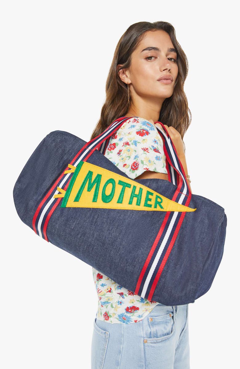 MOTHER Sporty Denim Duffle Bag, Alternate, color, Dirty Laundry