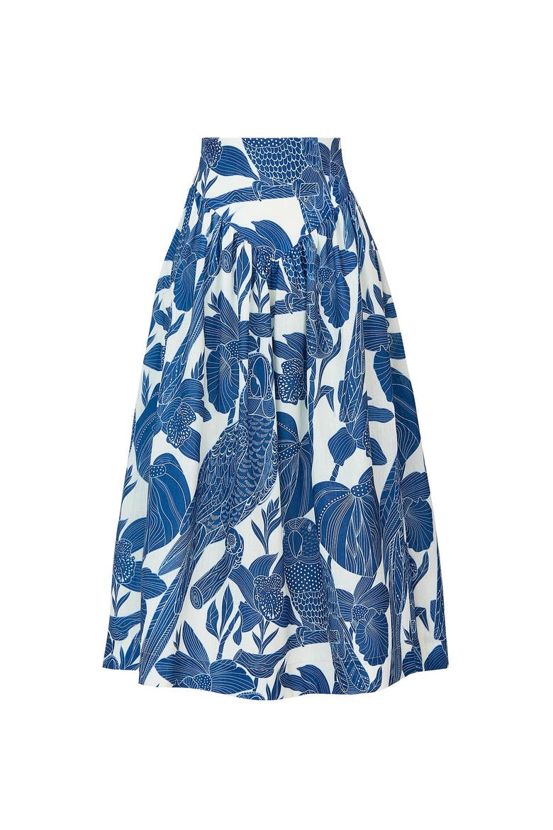 Sota Midi Skirt, Main, color, CANARIO BLUE PRINT