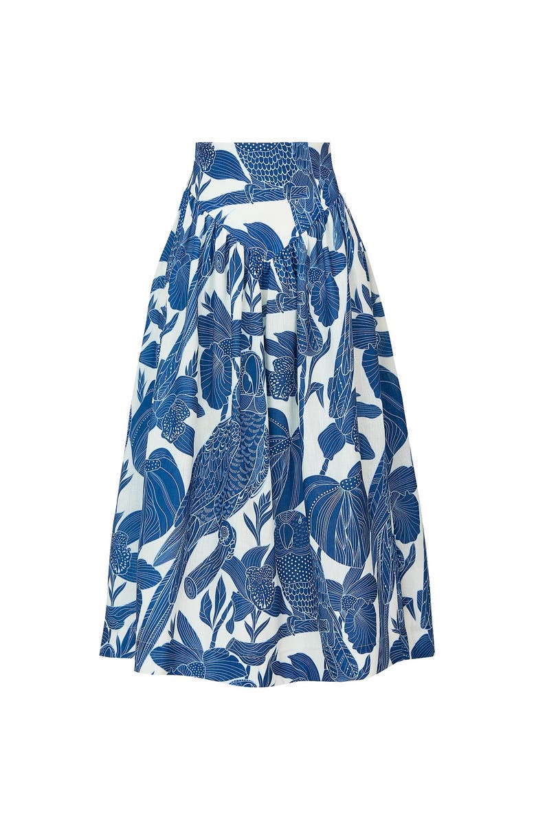 NO PISE LA GRAMA Sota Midi Skirt, Main, color, Canario Blue Print